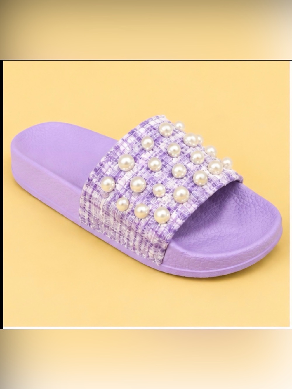 Lavender pearl on tweed slide women's size 40 (8.5)